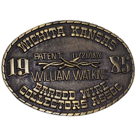 Barbed Wire Collectors Belt Buckle 1985 William Watkins Barbwire Wichita Kansas - Picture 7 of 11